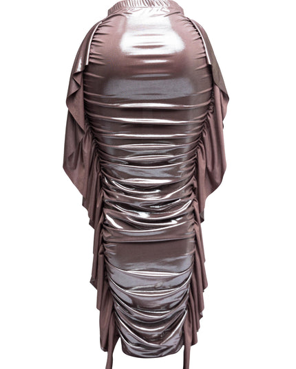Side ruffle ruched maxi skirt - Muvin 
