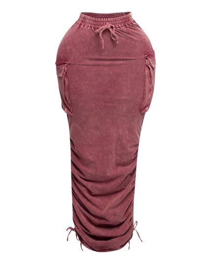 Mineral washed drawstring skirt - Muvin 