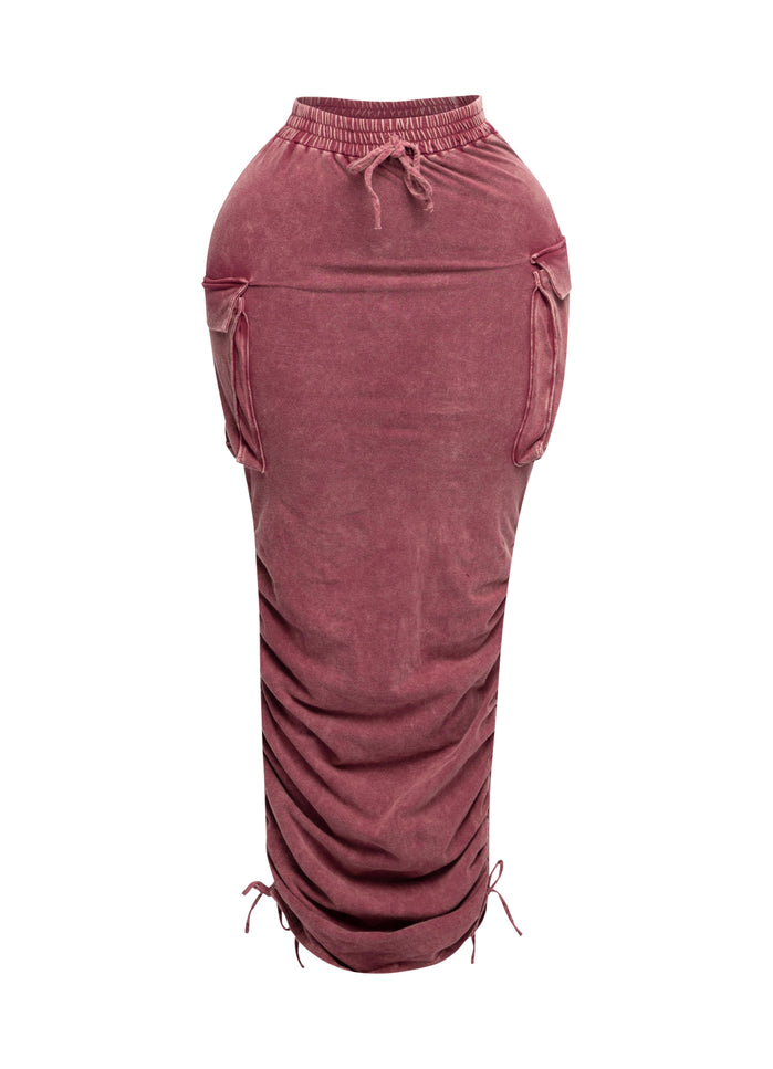 Mineral washed drawstring skirt - Muvin 