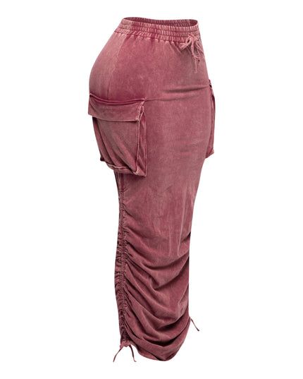Mineral washed drawstring skirt - Muvin 