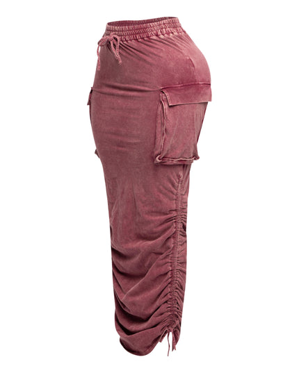 Mineral washed drawstring skirt - Muvin 