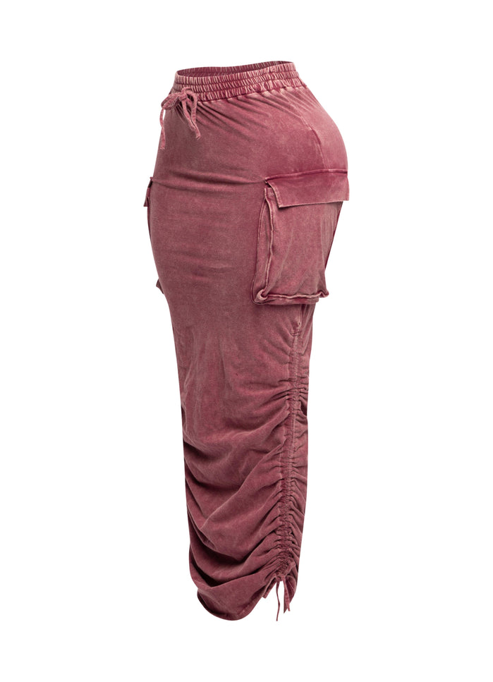 Mineral washed drawstring skirt - Muvin 
