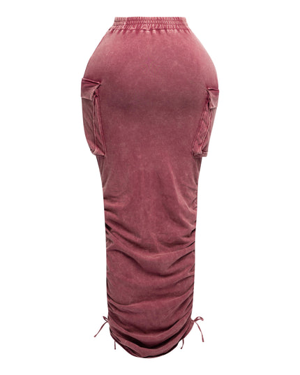 Mineral washed drawstring skirt - Muvin 