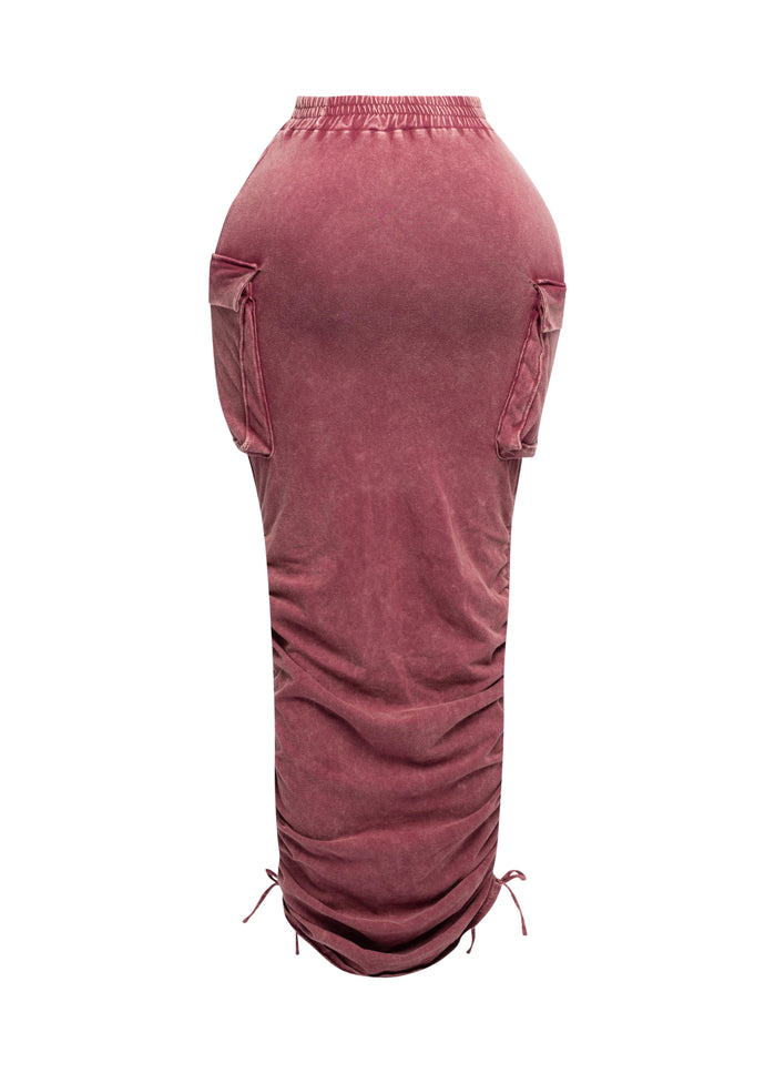 Mineral washed drawstring skirt - Muvin 