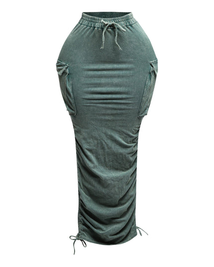 Mineral washed drawstring skirt - Muvin 