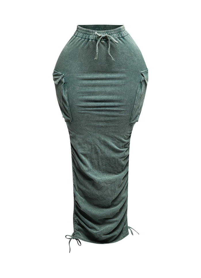 Mineral washed drawstring skirt - Muvin 