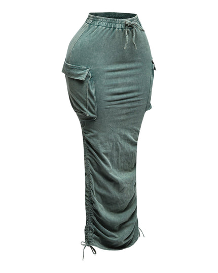 Mineral washed drawstring skirt - Muvin 