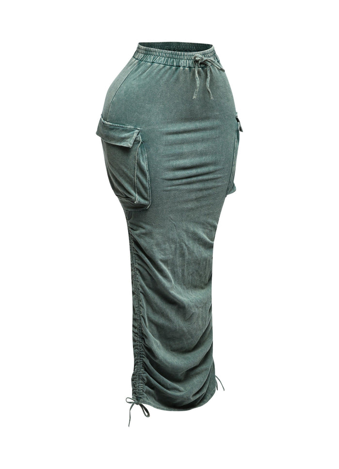 Mineral washed drawstring skirt - Muvin 
