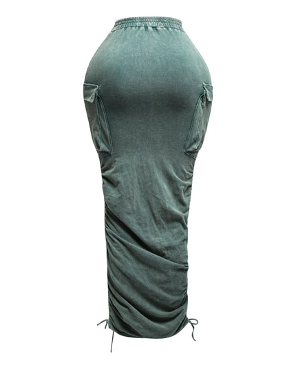 Mineral washed drawstring skirt - Muvin 