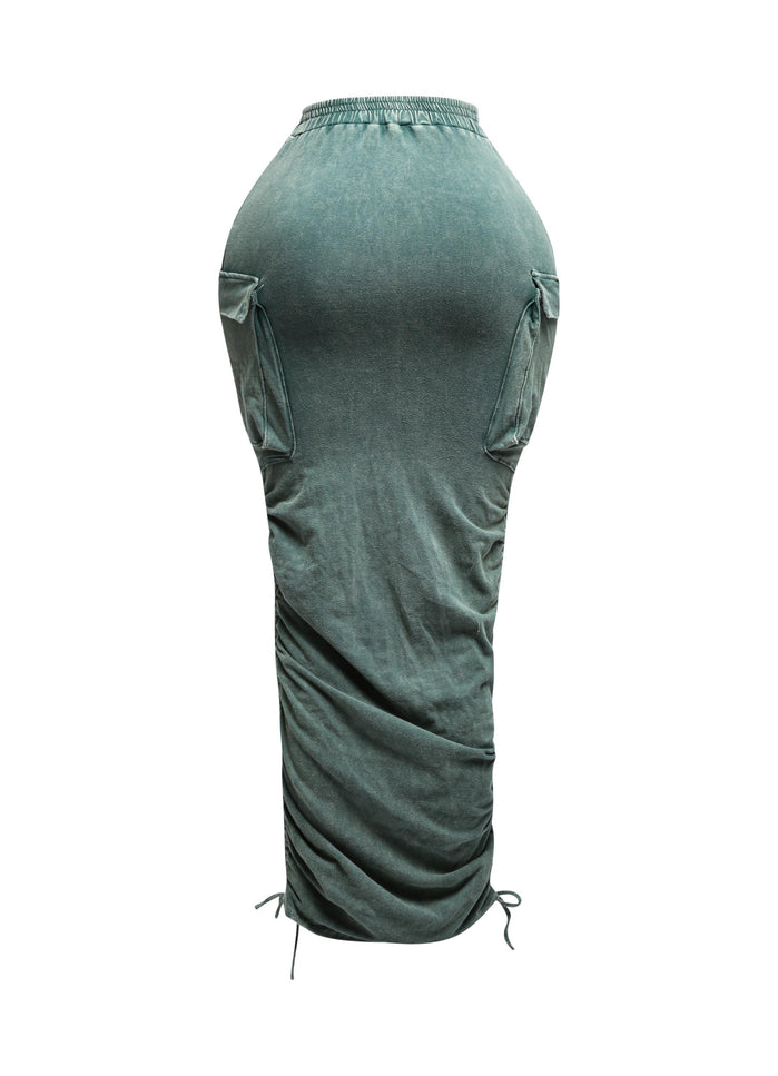 Mineral washed drawstring skirt - Muvin 