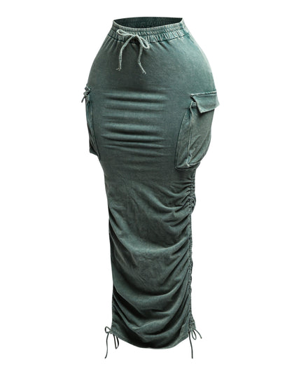 Mineral washed drawstring skirt - Muvin 