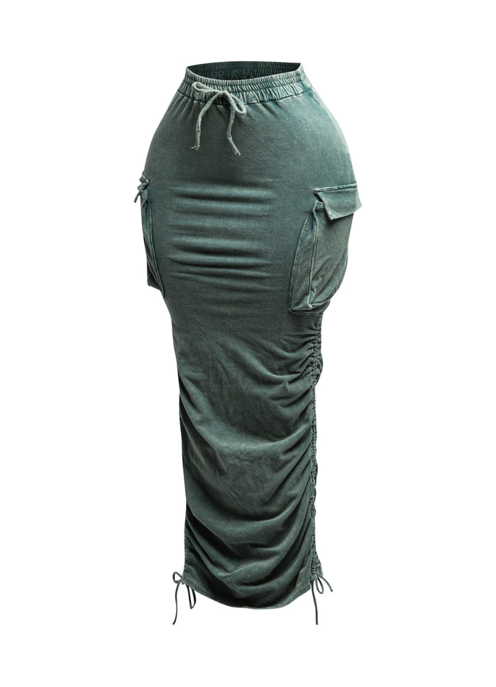 Mineral washed drawstring skirt - Muvin 