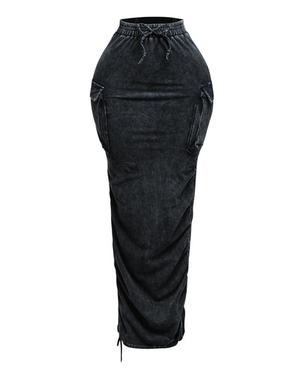 Mineral washed drawstring skirt - Muvin 