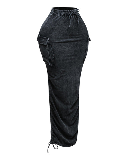 Mineral washed drawstring skirt - Muvin 
