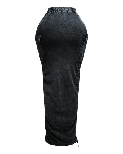 Mineral washed drawstring skirt - Muvin 