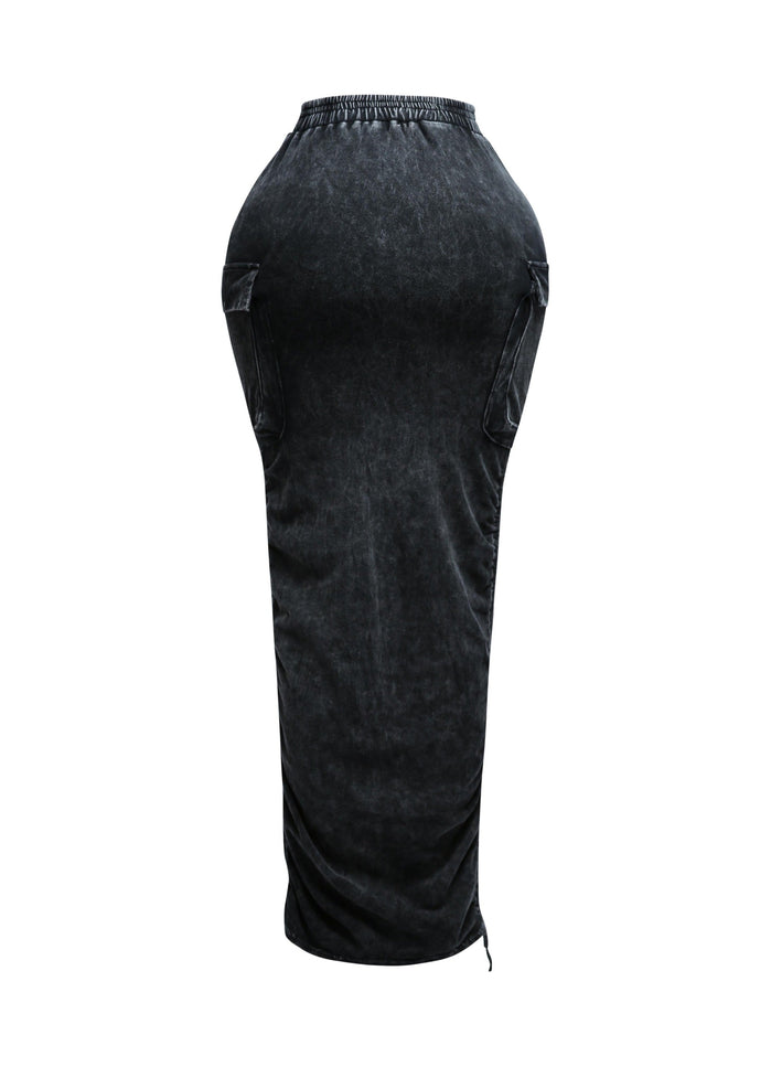Mineral washed drawstring skirt - Muvin 