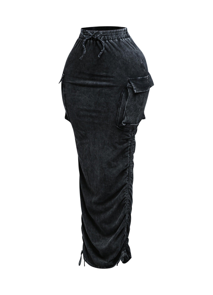 Mineral washed drawstring skirt - Muvin 