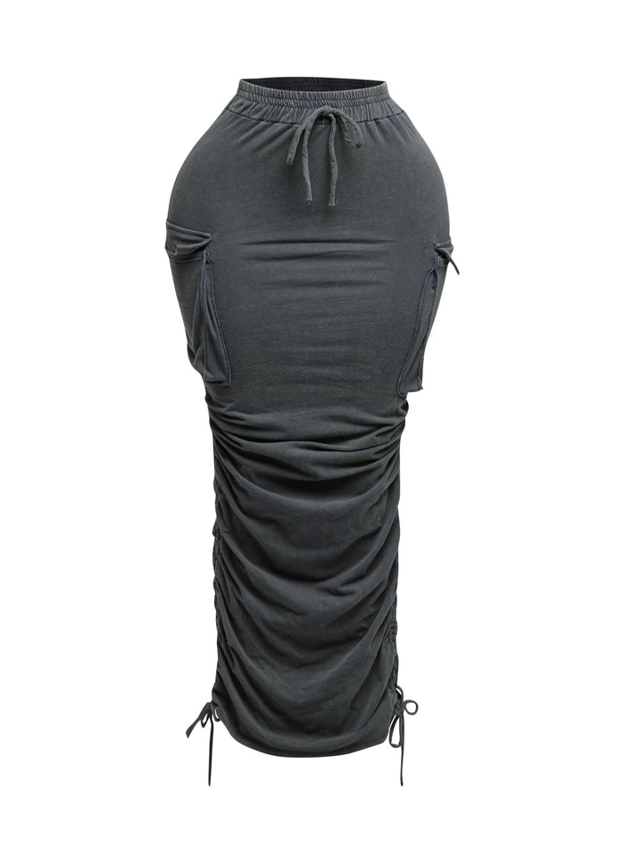 Mineral washed drawstring skirt - Muvin 