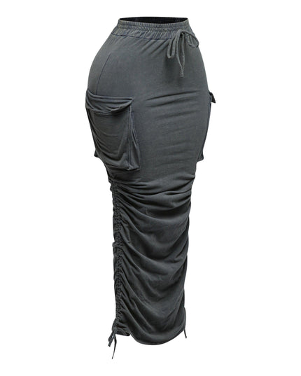 Mineral washed drawstring skirt - Muvin 