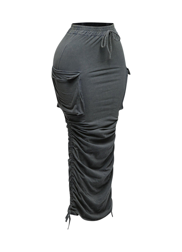 Mineral washed drawstring skirt - Muvin 