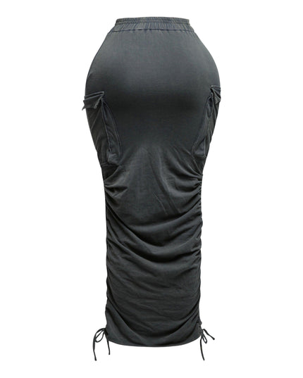 Mineral washed drawstring skirt - Muvin 
