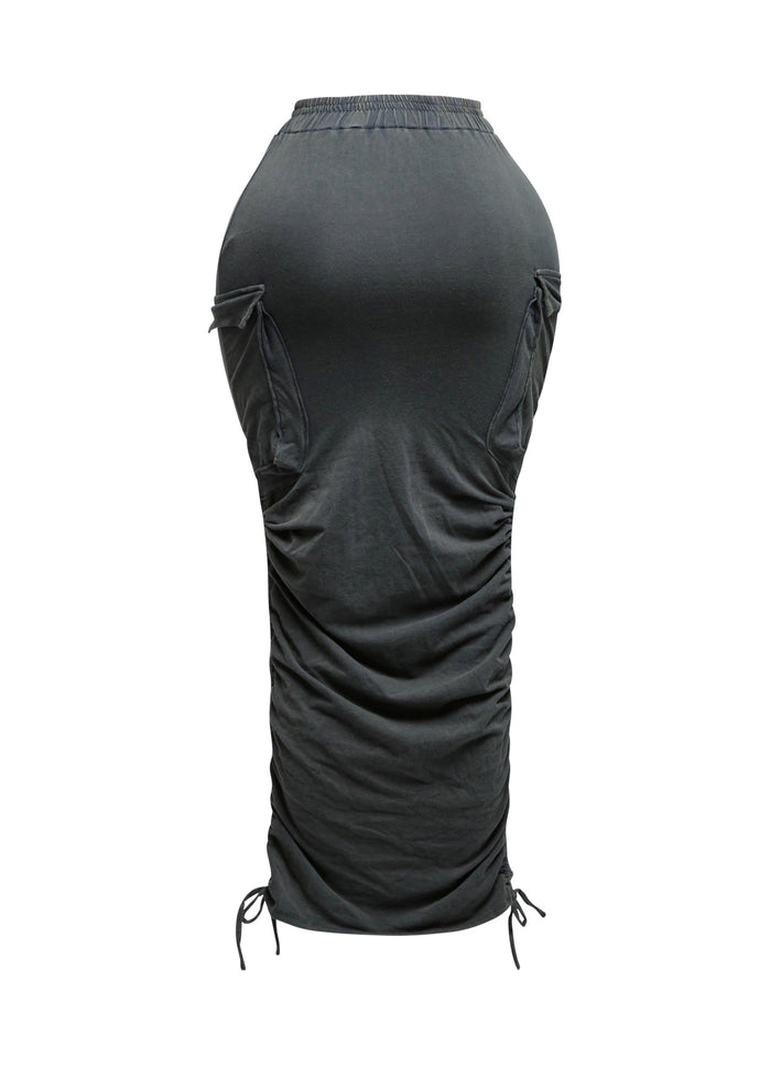 Mineral washed drawstring skirt - Muvin 