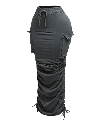 Mineral washed drawstring skirt - Muvin 