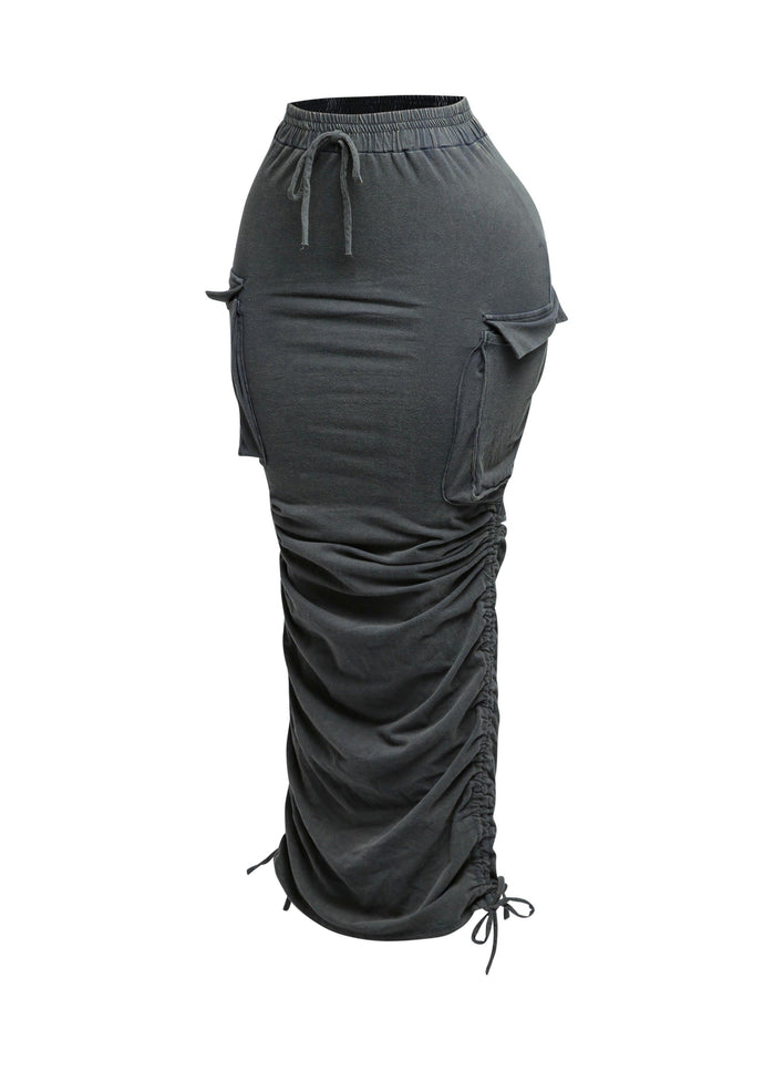 Mineral washed drawstring skirt - Muvin 