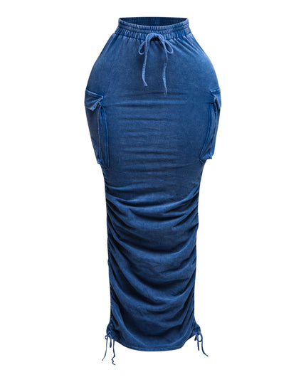 Mineral washed drawstring skirt - Muvin 