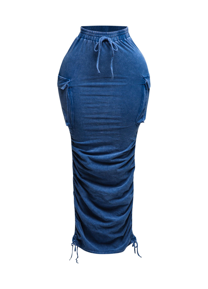 Mineral washed drawstring skirt - Muvin 