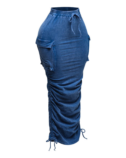 Mineral washed drawstring skirt - Muvin 