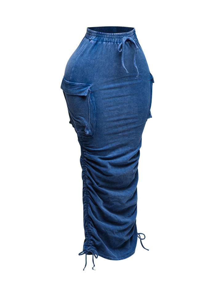 Mineral washed drawstring skirt - Muvin 