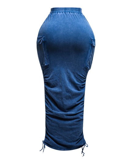 Mineral washed drawstring skirt - Muvin 