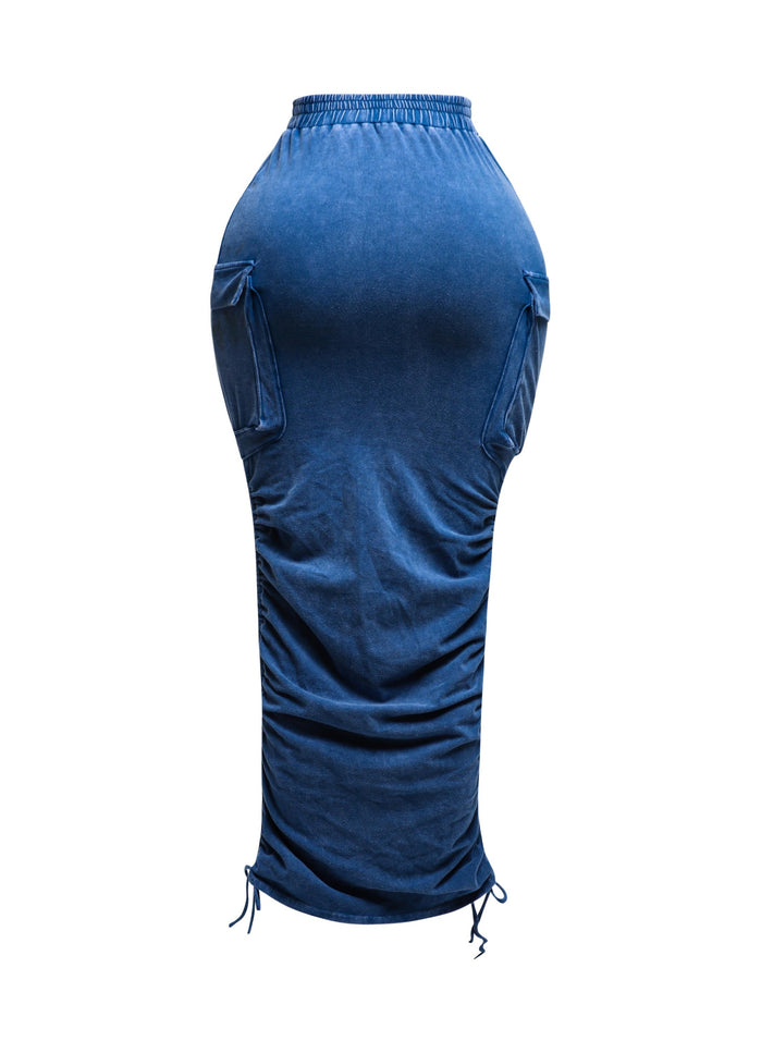 Mineral washed drawstring skirt - Muvin 
