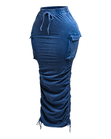 Mineral washed drawstring skirt - Muvin 