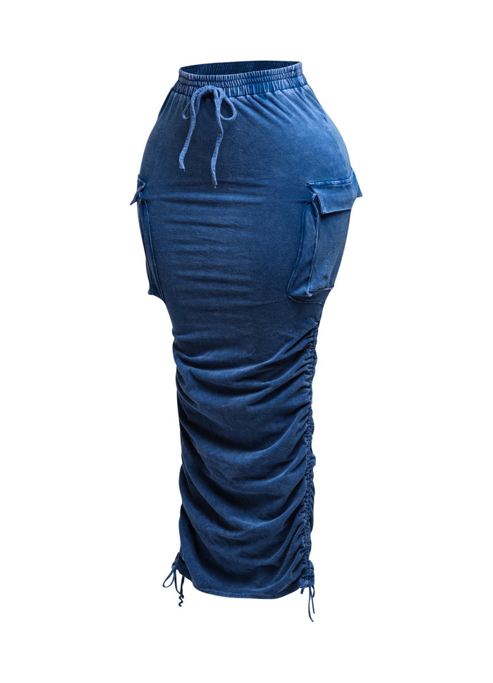 Mineral washed drawstring skirt - Muvin 