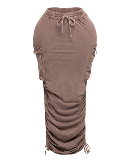 Mineral washed drawstring skirt - Muvin 
