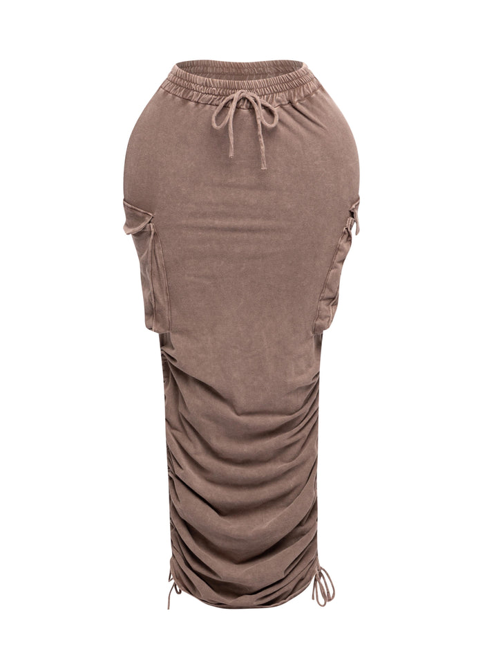 Mineral washed drawstring skirt - Muvin 