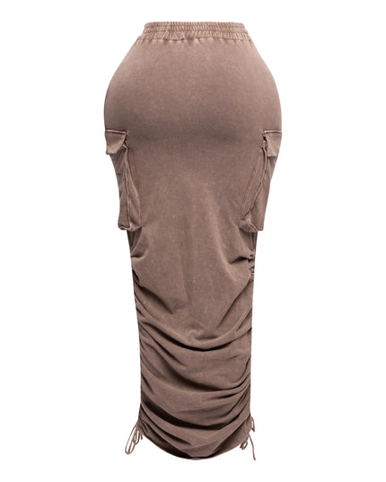 Mineral washed drawstring skirt - Muvin 