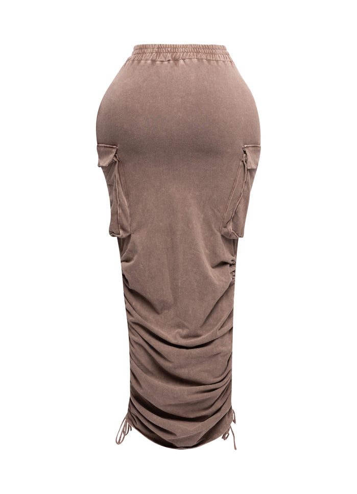 Mineral washed drawstring skirt - Muvin 