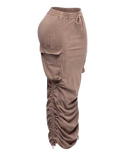 Mineral washed drawstring skirt - Muvin 