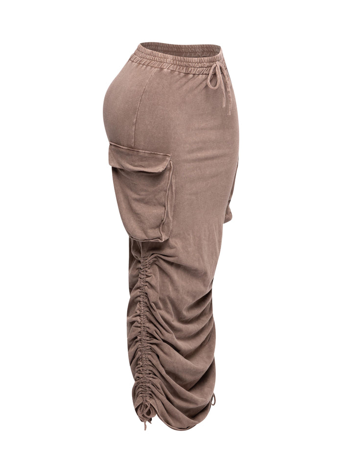 Mineral washed drawstring skirt - Muvin 