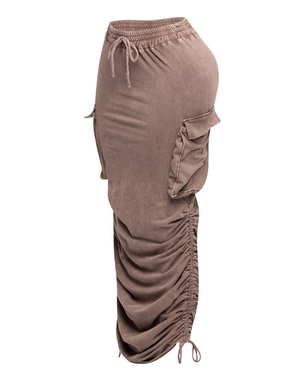 Mineral washed drawstring skirt - Muvin 