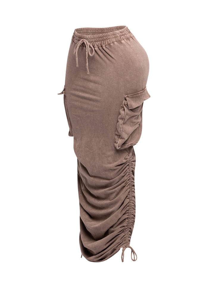 Mineral washed drawstring skirt - Muvin 