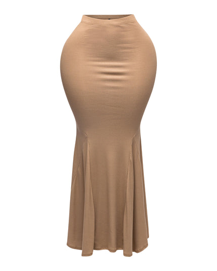 Flare Ribbed Maxi Skirt - Muvin 
