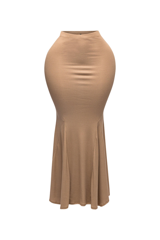 Flare Ribbed Maxi Skirt - Muvin 