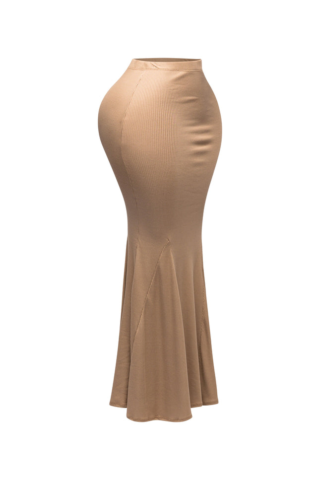 Flare Ribbed Maxi Skirt - Muvin 
