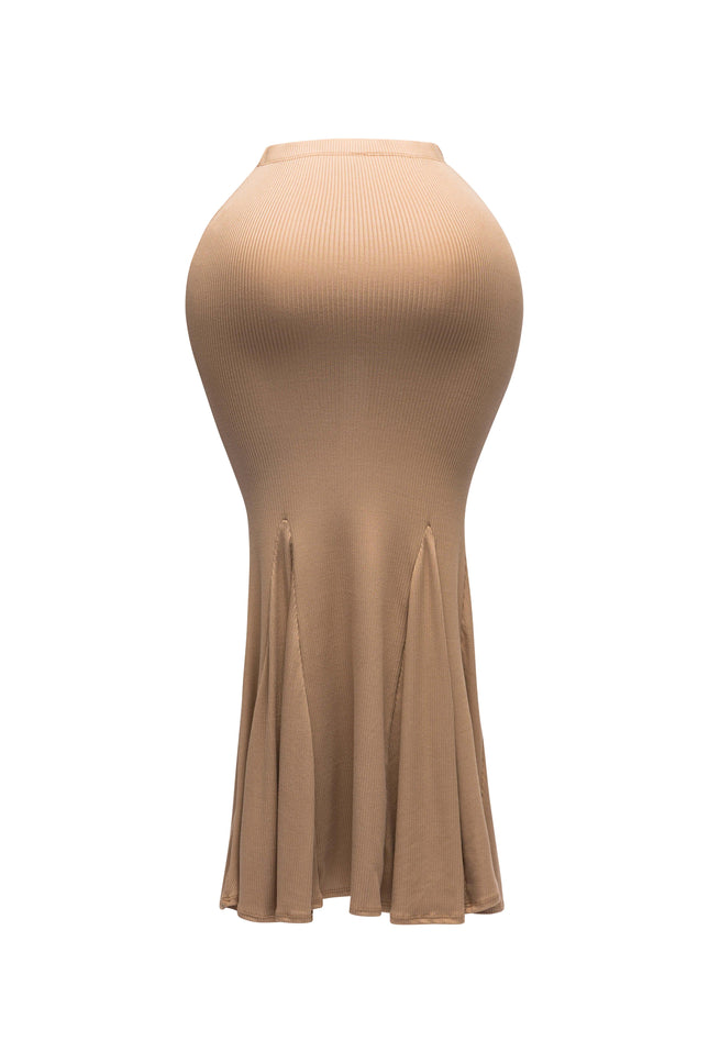 Flare Ribbed Maxi Skirt - Muvin 