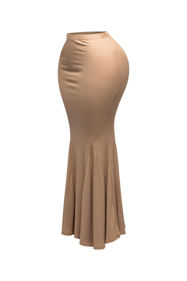 Flare Ribbed Maxi Skirt - Muvin 