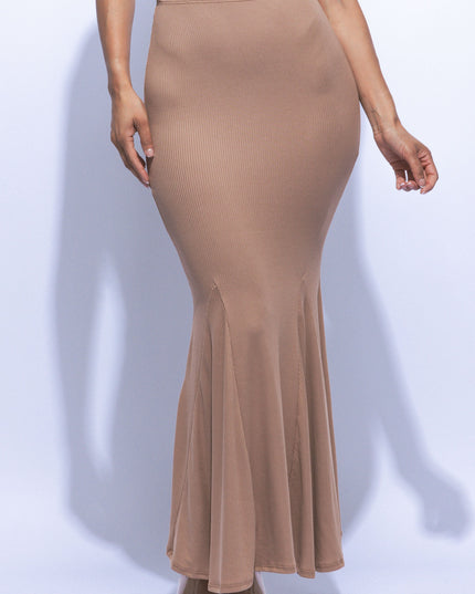 Flare Ribbed Maxi Skirt - Muvin 